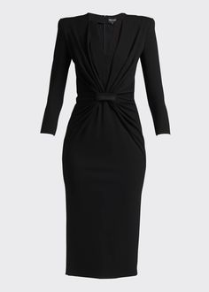 Giorgio Armani Draped Milano Stitch Midi Dress - Bergdorf Goodman Armani Black, Office Dresses, Bergdorf Goodman, Top Designers, Giorgio Armani, Day Dresses, Tops Designs, Little Black Dress, Cocktail Dress