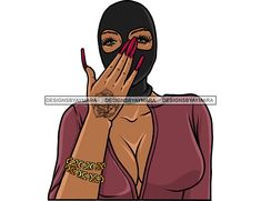 a woman wearing a black mask covering her face with her hands and making a hand gesture