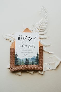 the wild one wedding stationery is on display