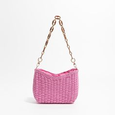 Annalise Straw Mini Shoulder Bag - 6 Colors. Cute baguette bag style in woven straw with beautiful resin chain link strap. Comes in 6 pretty pastel colors. SIZE: L25cm x H15cm x D8cm Gender: WOMENItem Type: Shoulder & HandbagsShape: HobosNumber of Handles/Straps: SingleMain Material: StrawLining Material: PolyesterInterior: Interior Zipper Pocket, Cell Phone PocketDecoration: Resin LInk Chains Resin Chain, Pink China, Straw Beach Bag, Baguette Bag, Purple Bags, Mini Shoulder Bag, Bag Style, Pretty Pastel, Green Bag