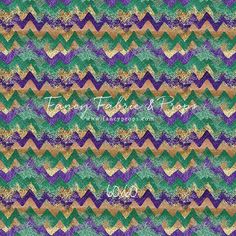 a green, purple and gold chevroned pattern