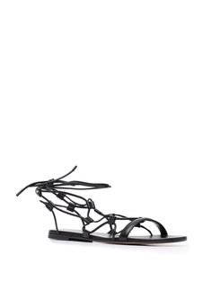 Shop Gianvito Rossi lace-up leather sandals with Express Delivery - FARFETCH Elegant Leather Lace-up Sandals With Flat Heel, Leather Lace-up Ankle Tie Sandals, Leather Lace-up Ankle Tie Sandals For Beach, Leather Ankle Tie Lace-up Sandals For Beach, Black Ankle Tie Lace-up Sandals For Vacation, Leather Ankle Tie Lace-up Sandals For Vacation, Adjustable Flat Leather Lace-up Sandals, Flat Leather Lace-up Sandals, Leather Lace-up Sandals With Removable Insole