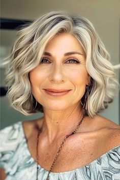 Wavy Bob Haircut for Women Over 50. Waves On Mid Length Hair, Wavy Bob Over 50, Bob Haircuts For Women Wavy Hair, Chin Length Wavy Bob Hairstyles, Beachy Bob Hairstyles, Bob Thick Hair Wavy, Wavy Hair Bob Haircut, Wavy Shoulder Length Bob, Short Curled Bob