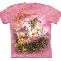 Do You Love Unicorns? Be At One With Your Inner Self With This Unicorn Adult T-Shirt From The Mountain! ~ Classic Style Pre Shrunk Mottle Dye Adult Unisex T-Shirt With A Generous Cut. Each One Is Unique! ~ Made From 100% Heavy Weight Cotton. 100% Irresistible. ~ Features Amazingly Realistic Graphics And Vibrant Colors. ~ Machine Washable And Can Be Ironed Over. Designs Will Not Fade Or Crack. Condition - Brand New! Unused In Perfect Condition. Multicolor Unicorn Print Crew Neck T-shirt, Casual Pink T-shirt With Unicorn Print, Cool Kids T Shirts, Unicorn Tee, Fairytale Princess, Unicorn Kids, Princess Castle, Unicorn Tshirt, Unicorn Rainbow