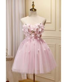 Get 10% off now! Buy lovely pink flowers short tulle homecoming dress strapless at cheap price online. Free stable shipping and pro custom service since 2009. Pink Strapless Bridesmaid Dress For Prom, Pink Strapless Bridesmaid Dress For Prom Season, Pink Strapless Dress For Bridesmaid During Prom Season, Spring Strapless Tulle Dress For Prom, Spring Strapless Tulle Dress With Sweetheart Neckline, Pink Strapless Mini Dress For Homecoming, Pink Tulle Strapless Dress For Summer, Pink Tulle Strapless Dress For Spring, Pink Strapless Tulle Dress For Prom