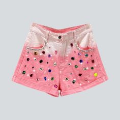 Bring a touch of retro style into your wardrobe with our Y2K-inspired color rhinestone contrast denim shorts from the 2023 Summer Collection! Crafted with love. these high-waisted. straight-silhouette shorts have a steady zoomer style that will transport you back in time with every wear.Why You'll Love These Shorts: Embellishments in All the Right Places: Our shorts are adorned with rhinestones for a touch of sparkle and glamour. A High-Waisted Fit: Get that timeless Y2K look with a flattering t Trendy High Waist Jean Shorts For Parties, Trendy Cotton Shorts For Party, Trendy Jean Shorts For Party, Summer Denim Shorts With Rhinestones, Denim Shorts With Rhinestones For Summer, Trendy Summer Party Jean Shorts, Party Jean Shorts For Spring, Cotton Party Shorts For Summer, Spring Party Jean Shorts