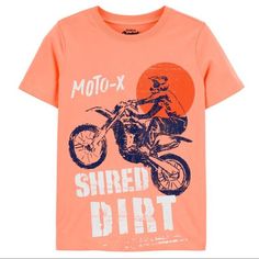 Oshkosh B'gosh Shirts & Tops | Oshkosh Boys Dirt Bike Motocross Tee Shirt | Color: Blue/Orange | Size: Various T shirt #tshirt t-shirt #t_shirt t shirts #tshirts t-shirts #t_shirts T shirt design #tshirtdesign T-shirt designs #t_shirtdesign T shirts designs #tshirtsdesigns 18.650 Blue Dirt Bike, Kidswear Fashion, Custom T Shirt Printing, T Shirt Painting, Red Sun, Boys Graphic Tee, Bike Rider, Kids Denim, Kids Graphic Tees