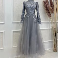 Beautiful Fully Line Dress With Feather And Lace Detailing And A Tulle Skirt Modest Dress, Line Dress, Modest Dresses, Lace Detail, Tulle Skirt, Colorful Dresses, Size 10, Long Sleeve Dress, Womens Dresses