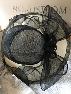 Beautiful black, woven straw hat. Black Straw Sun Hat For Spring, Black Straw Hat With Flat Brim, Chic Black Straw Sun Hat, Party Flat Brim Straw Hat, Elegant Black Sinamay Hat, Party Straw Hat With Flat Brim, Black Woven Straw Hat, Black Straw Hat For Summer Party, Adjustable Black Straw Sun Hat