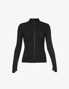 LULULEMON Define funnel-neck fitted stretch-knit jacket Lulu Lemon Define Jacket Black, Workout Jacket Outfits, Lulumelon Define Jacket, Lulemon Define Jacket, Hourglass Outline, Black Sports Jacket, Lululemon Define, Define Jacket, Lululemon Define Jacket