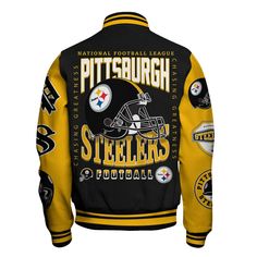 Pittsburgh Steelers NFL 2024 American Football Conference Unisex Varsity Jacket V3 VARSITY JACKET The varsity jacket is perfect for the ones who are looking for a statement outwear option to make a cool casual outfit. It is not only trendy but also a practical item to wear during the colder season. It is perfect for... Sport Events, Cardinals Nfl, Knitted Collar, Women Camping, Back To School Shopping, National Football League, Football League, Pittsburgh Steelers, Sport Event