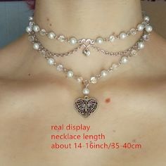 Animals 12-17 Years Old Girls Imitation Pearls Butterfly Heart, Holiday Party Gift, Faux Pearl Necklace, Gift For Girls, Holiday Party, Heart Pendant, Faux Pearl, Decorative Accessories, Necklace Lengths