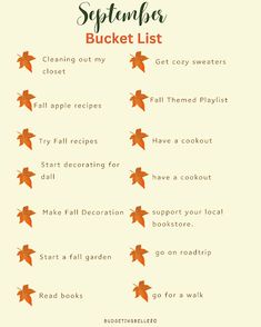 an autumn bucket list with orange leaves