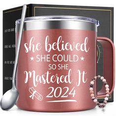 she believed she could so she mastered it 2020 coffee mug with beaded bracelets