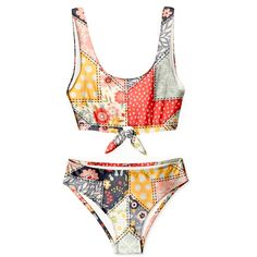 Stella Cove Toddler Girls Patchwork Design 2 Piece Tie Front Bikini Swimsuit - New With Tags - Pit To Pit Is 9.5” - Top Of Strap To Bottom Of Bikini Top Is Approx 9.25” - Across Flat Chest Is 9” - Across Flat Waist Is 9.25” - Rise Is 7” - Check Your Child’s Measurements To Ensure This Will Be A Suitable Fit Summer Patchwork Swimwear For Beach, Patchwork Swimwear For Summer Beachwear, Patchwork Beachwear Swimwear For Summer, Fitted Patchwork Swimwear For Summer, Multicolor Patchwork Swimwear For Vacation, Fitted Patchwork Swimwear For Beach, Vacation Multicolor Patchwork Swimwear, Patchwork Swimwear For Poolside, Patchwork Beachwear Swimwear For Poolside