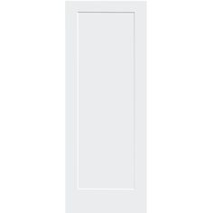 the door is white and has a square design on the bottom panel, which matches with the rest of the doors