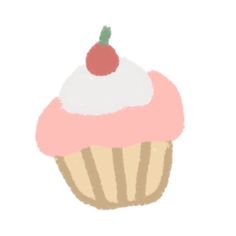 an image of a cupcake with frosting and a cherry on top that is pink