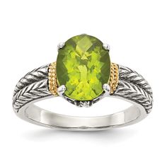 Sterling Silver Gold Peridot Ring at $ 143.44 only from Jewelryshopping.com Peridot Stone, Gemstone Engagement, Engagement Ring Sizes, Peridot Ring, Peridot Gemstone, Gold Band Ring, Green Peridot, Women's Jewelry And Accessories, August Birth Stone