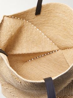 LOEWE + Paula's Ibiza Puzzle Fold large leather-trimmed raffia tote | NET-A-PORTER Loewe Ibiza, Tote Bag For Men, Loewe Paula's Ibiza, Raffia Tote Bag, Folding Bag, Loewe Bag, Straw Tote Bag, Straw Tote, Of Outfits