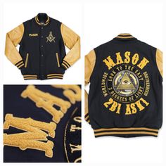 This Well-Designed and Detailed Masonic Wool Jacket  *100% Polyester *Embroidery Fall Outerwear With Embroidered Graphics And Long Sleeves, Fall Long Sleeve Outerwear With Embroidered Graphics, Hooded Outerwear With Embroidered Graphics For Fall, Winter College Outerwear With Embroidered Graphics, Hooded Embroidered Varsity Jacket For Fall, Varsity Winter Outerwear With Embroidered Graphics, Varsity Style Winter Outerwear With Embroidered Graphics, Fall Varsity Outerwear With Embroidered Graphics, Embroidered Fitted Outerwear For College