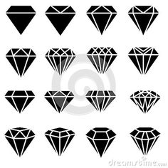 black and white diamond icons set