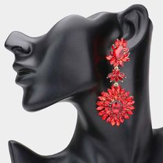 Floral Marquise Red Stone Cluster Dangle Evening Earrings Mask Rabbit, Evening Earrings, At Home Face Mask, Gold Ring Designs, Red Stone, Put On, Ring Designs, Face Mask, Prom