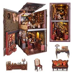 a doll house with furniture and accessories in it