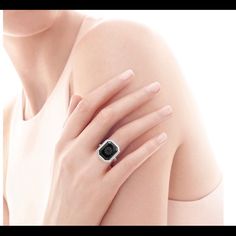 Tiffany&Co Ring. Ziegfeld Collection. Size 7, Black Onyx. Gift Black Onyx Diamond Ring, Elegant Onyx Rings With Black Enamel, Black Onyx Diamond Ring For Gift, Luxury Polished Onyx Rings, Adjustable Black Enamel Onyx Rings, Tiffany Co Rings, Onyx Color, Jewelry Tiffany, Tiffany Co Jewelry