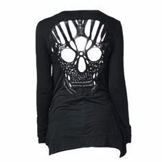 Knitted Skull Hollow Out Cardigan Wardrobe Inspiration, Cardigan Fashion, Black Cardigan, Cotton Style, Sleeve Styles, Style Casual, Cardigans, Women's Fashion, Jackets & Coats