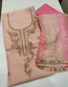 Item Overview ATHARVA Hand Embroidered Salwar Kameez in Light Peach w/ Hand Embroidered Neck/Gota Patti & Border Dupatta/Customized Stitching/Wedding/ Dno. CH Fabric: * Shirt Chanderi 2.5 Mts, Light Peach Jaal Embroidery * Dupatta: Pure Chiffon Chinnon Dupatta with Gota Patti work 2.5 Mts. * Bottom Santoon Silk 2.5 Mts. Excusive Hand Embroidered Party Wear Punjabi Suit. Customization: * Fabrics: Designs Can be made in different Fabrics. * Stitching Available Care: * Dry Clean/ Avoid direct Ironi Semi-stitched Pink Lawn Suit With Dabka Work, Pink Chinon Salwar Kameez For Wedding, Pink Organza Traditional Wear With Zari Work, Peach Raw Silk Traditional Wear With Resham Embroidery, Peach Traditional Wear In Raw Silk With Resham Embroidery, Pink Lawn Suit With Resham Embroidery For Wedding, Pink Organza Traditional Wear For Diwali, Peach Resham Embroidered Raw Silk Traditional Wear, Elegant Pink Churidar For Wedding