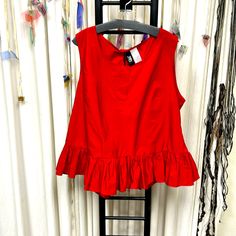 New With Tags , Fabrics 100% Polyester, Size Xl (50/52) , And Medium (42/44) Top With Ruffles, Lady In Red, Ruffles, Womens Tops, The 100, Tags, Fabric, Red, Women Shopping