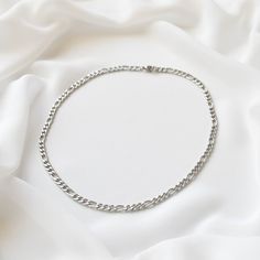 Figaro Chain 4 mm Silver Choker Necklace for Women - J F W Silver Choker Necklace, Silver Choker, Figaro Chains, Figaro Chain, Brighton Jewelry, Fine Jewelry Collection, 925 Silver Jewelry, Classic Pattern, White Rose Gold