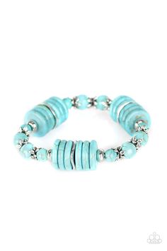 Chunky blue beads combine with intricate silver details on a stretchy band. Sold as one individual bracelet. P9RE-BLSV-014XX Paparazzi Consultant, Pink Jewels, Band Bracelet, Paparazzi Accessories, Stretchy Bracelets, Blue Necklace, Paparazzi Jewelry, Blue Bracelet, Silver Accents