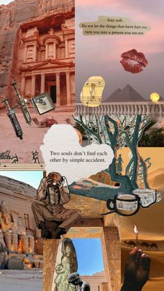 the collage shows different scenes from ancient egypt