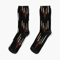 Super soft all-over printed knit socks with extra cushioning in the sole. Suitable for men and women. All the power is held in these swords! Zelda Socks, Socks For Sale, Adventure Time, Knitting Socks, Multi Color, Socks, Knitting