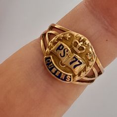 Antique Class Ring 1918 1918 Stamp Says Solid Gold I Am Unsure Of Karat Ps 77 Now Joseph Quinn School Queens New York Public School 1918 Size 4.5 Gold Class, Graduation Rings, Joseph Quinn, Queens New York, Public School, Womens Jewelry Rings, Vintage Gold, Class Ring, Solid Gold