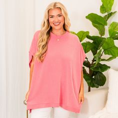 fb-feed Trendy Ribbed Knit Top For Day Out, Ribbed Stretch Knit Top For Day Out, Versatile Ribbed Tops For Spring, Chic Ribbed Relaxed Fit Knit Top, Trendy Oversized Knit Top, Trendy Ribbed Tops For Loungewear, Spring Knit Top With Ribbed Neckline, Relaxed Fit Ribbed Knit Top, Versatile Pink Tops For Day Out