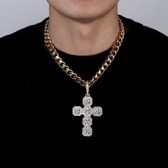 Introducing the Frostbite™. Crafted in 10K gold, this crucifix-style cross pendant emits divine radiance. Its halo design is sure to make you shine. Diamond Cross Necklace Gold, Buckle Necklace, Big Cross, Diamond Cross Necklaces, Halo Design, Halo Pendant, Large Jewelry, Necklace For Men, Hip Hop Jewelry