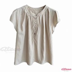 Qteee - Sophisticated Round Neck Short Sleeve Shirt with Three-dimensional Flutter Sleeves and Delicate Silk Pleats Casual Cotton Top With Butterfly Sleeves, Casual Cotton Tops With Butterfly Sleeves, Summer Solid Color Tops With Butterfly Sleeves, Solid Casual T-shirt With Flutter Sleeves, Casual Beige Top With Ruffles, Chic Beige Tops With Flutter Sleeves, Chic Beige Flutter Sleeve Top, Chic Beige Top With Flutter Sleeves, Casual Short Sleeve Beige Blouse