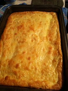 a square casserole in a pan on a table