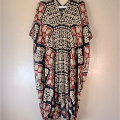 Cap Bali Brown Black Red Resortwear Kaftan Dress One Size Fits All 100% Rayon This Is New With Tags! Traditional Patterned Maxi Dress For Beach, Casual Red Tunic For Vacation, Bohemian Red Maxi Dress For Daywear, Bohemian Rayon Tunic For Beach, Casual Boho Print Kaftan, Red Block Print Maxi Dress For Beach, Casual Batik Print Kaftan For The Beach, Casual Kaftan With Boho Print, Casual Boho Print Free Size Kaftan