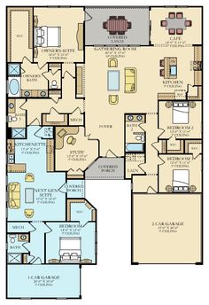 the floor plan for a two story home with three bedroom and an attached living room