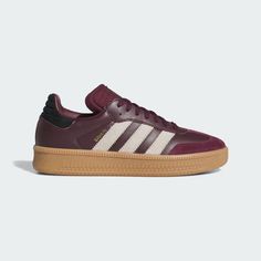 adidas Samba XLG Shoes - Burgundy | Free Shipping with adiClub | adidas US Adidas Samba Xlg, 2024 Sneakers, Maroon Sneakers, Burgundy Adidas, Soccer Trainer, Burgundy Sneakers, Indoor Soccer, Adidas Shop, Mens Lifestyle