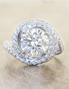 Unique halo engagement rings;caption:2.00ct. Round Diamond Platinum Swirl Engagement Ring Set, Circle Engagement Rings, Ring Enhancers, Nature Engagement Ring, Color Rings, Stunning Diamond Rings, Round Moissanite Engagement Ring, Hand Rings, Unique Diamond Engagement Rings