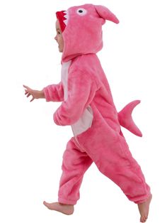 PRICES MAY VARY. 【Soft and Warm】Made from soft flannel fabric, these cozy playwear are sure to captivate the imagination of both boys and girls. 【Cute Little Shark】The vivid pink shark design, complete with a hooded feature and vivid tails, will transform your little ones into adorable creatures of the sea. The two-way zipper closure ensures easy dressing up and maximum comfort. 【Versatile Shark Rompers】Ideal for Halloween parties, dress-up parties, and cosplay events. Excellent casual clothes f Novelty Winter Onesie For Loungewear, Novelty Long Sleeve Onesie For Costume Party, Novelty Long Sleeve Sleepwear For Sleepover, Playful Long Sleeve Jumpsuits And Rompers For Sleepover, Pink Long Sleeve Onesie With Cartoon Print, Long Sleeve Pink Onesie With Cartoon Print, Playful Long Sleeve Jumpsuits For Sleepovers, Long Sleeve Cartoon Print Onesie For Pajama Party, Playful Pink Onesie For Pajama Party