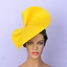 Yellow kentucky derby hat with Veil,fascinator,tea party hat,Church Hat,Melbourne cup,luncheon fascinator Hat,wedding fascinator hat. Summer Curved Brim Fascinator For Church, Summer Church Fascinator, Summer Cloche Fascinator For Church, Summer Church Cloche Fascinator, Royal Ascot Event Costume Hats And Headpieces, Yellow Short Brim Fascinator For Church, Chic Summer Church Fascinator, Gold Spring Fascinator For Church, Yellow Church Fascinator With Short Brim