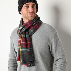 Equip yourself for cold weather with this stylish men's scarf and beanie set from St. John's Bay. Made from soft knit, this set includes a plaid scarf with a fringed trim and a ribbed wide-cuff beanie.Beanie Fiber Content: 100% PolyesterScarf Fiber Content: 100% Acrylic# Pieces In Set: 2Included: 1 Scarf(ves), 1 Beanie(s)Warmth Factor: MidweightFabric Description: KnitCare: Hand Wash, Dry FlatCountry of Origin: Imported Men's Scarf, Mens Scarves, Wide Cuff, Winter Accessories, Stylish Men, Soft Knits, Plaid Scarf, Cold Weather, Hand Wash