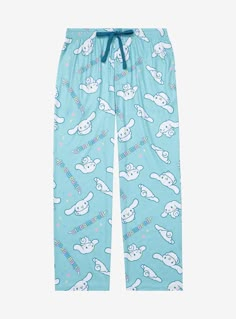 Cozy up with the adorable Sanrio pup in these sleep pants! Featuring an allover print of Cinnamoroll with lettering of his name  these pants include an elastic drawstring waist  side pockets  and a button fly  perfect for movie nights  naps  and beyond.A BoxLunch Exclusive!92% polyester; 8% spandexListed in unisex sizesWash cold with like colors; dry lowMay shrink in washImported Cinnamoroll Pajama Pants, Cinnamon Roll Pajamas, Cinnamoroll Pants, Sanrio Pajama Pants, Cinnamoroll Pjs, Sanrio Pants, Sanrio Pjs, Cinnamoroll Merch, Cinnamoroll Clothes