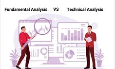 two men looking at graphs on a computer screen with the words, financial analysis vs technical analyses