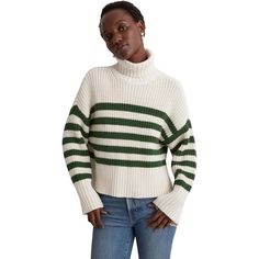 Madewell's Kira Mockneck Sweater In Varsity Green Stripe, Size Xs. New With Tags, This Stylish Stripe-Patterned Sweater Is A Cozy Blend Of Cotton, Acrylic, And Polyester. Madewell Brand Varsity Green Stripe Color Size Xs Mockneck Style Stripe Pattern Material: 53% Cotton, 35% Acrylic, 12% Polyester Features: Pullover Style Long Sleeves Mockneck Straight Hem Side Slits Mock Neck All Seasons Stripe Machine Wash Cold Wide Rib Warm And Cozy Casual Size: Womens Xs Condition: New With Tags Bundle And Turtleneck Tunic Sweater, Mockneck Sweater, Cable Knit Turtleneck Sweater, Ribbed Turtleneck Sweater, Striped Turtleneck, Madewell Sweater, Wool Turtleneck, Ribbed Turtleneck, Black Turtleneck